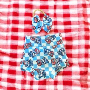 Handmade Patriotic Bummy Short Set
